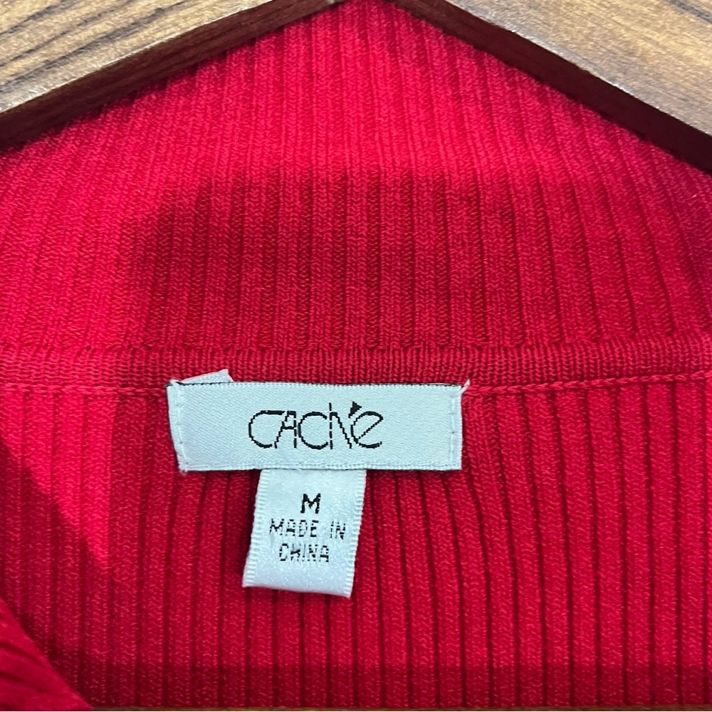 Cache Red Asymmetrical Zip Ribbed Knit Sweater - Picture 6 of 10